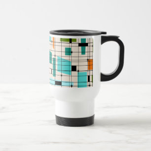 Rétro Grid et Starbursts Travel Mug