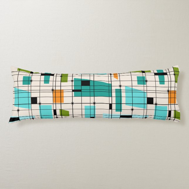 Retro Grid & Starbursts Body Pillow Seitenschläferkissen (Vorderseite)
