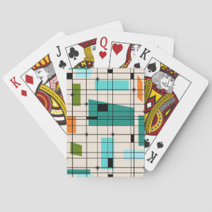 Rétro grille et cartes de jeu de Starbursts