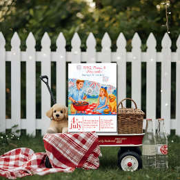 Retro GRILLEN Brews Fireworks Picnic 4. Juli 250. Einladung