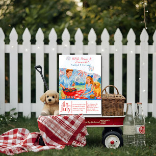 Retro GRILLEN Brews Fireworks Picnic 4. Juli 250. Einladung
