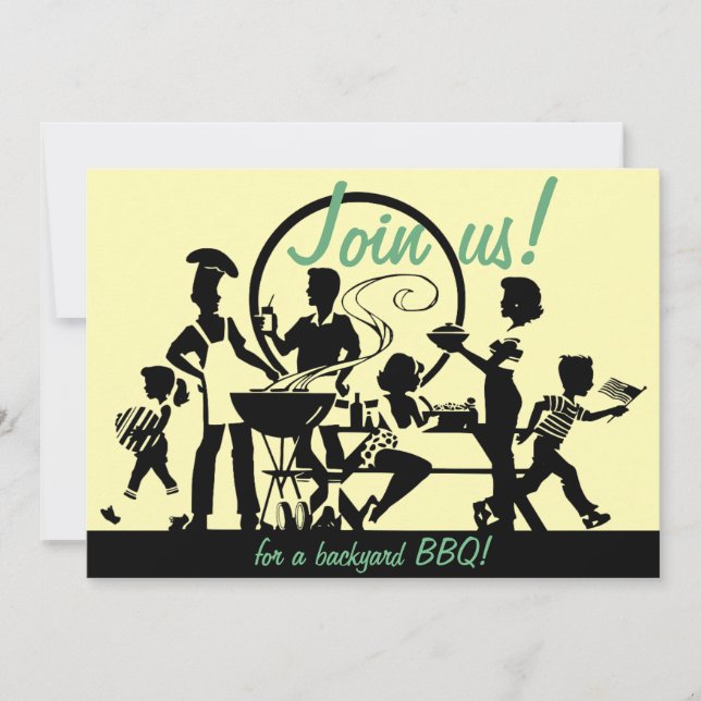 Retro GRILLEN Einladungen - Fünfzigerjahre Grill (Vorderseite)