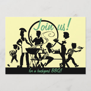 Retro GRILLEN Einladungen - Fünfzigerjahre Grill
