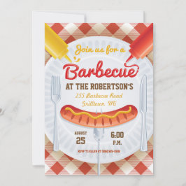 Retro GRILLEN Party Einladung über Gingham