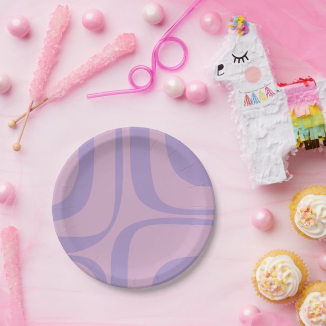Retro Groove Abstrakt Lila Lavender Lilac Pappteller (Party)