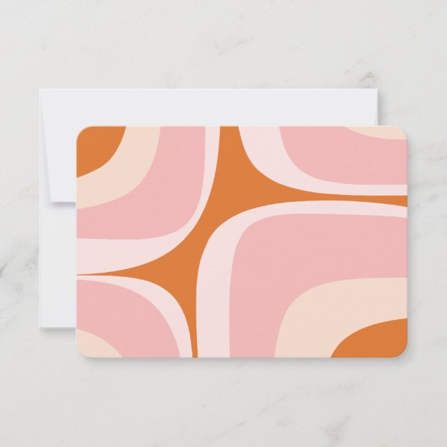 Retro Groove Pink und Orange Abstraktes Muster Dankeskarte (Vorderseite)