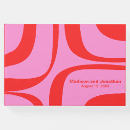 Retro Groove Preppy Pink und Red Gästebuch