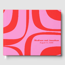 Retro Groove Preppy Pink und Red Gästebuch