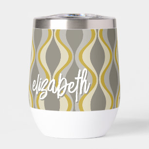 Retro-Groovitmuster - Monogramm - Goldtaupe