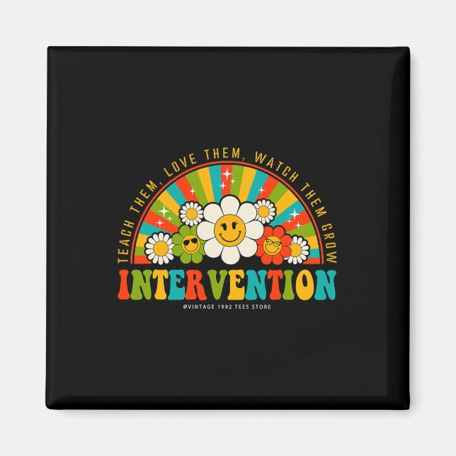 Retro Groovy 100 Tage Schullehrer Interventi Magnet (Vorne)