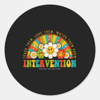 Retro Groovy 100 Tage Schullehrer Interventi Runder Aufkleber