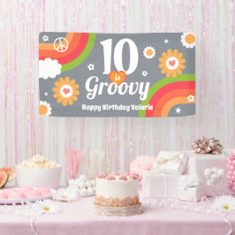 Retro Groovy 10. Geburtstag Banner