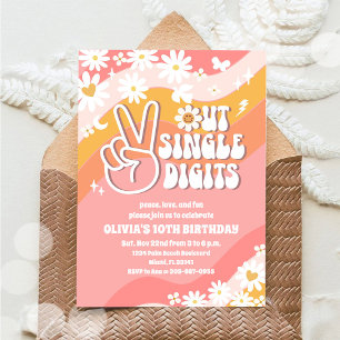 Retro Groovy 10. Geburtstagseinladung Einladung