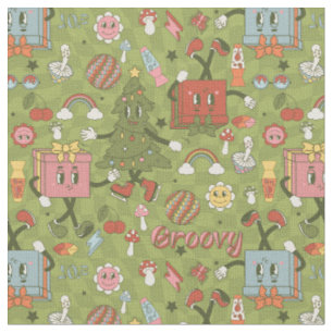 retro groovy 1970 Disco-Christmasbaum grüne Überpr Stoff