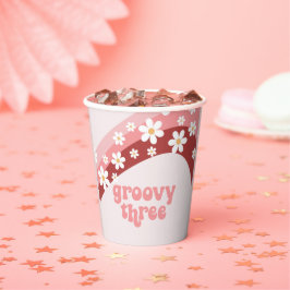 Retro Groovy 3 Tage 3. Geburtstag Pappbecher