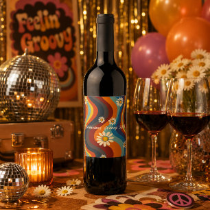 Retro Groovy 50. Geburtstag Weinetikett