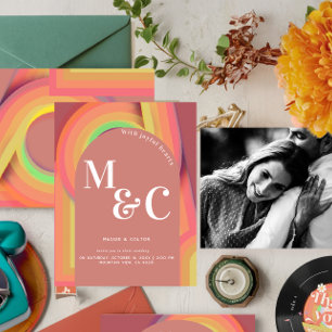 Retro Groovy 70 Curvy Lines Save The Date