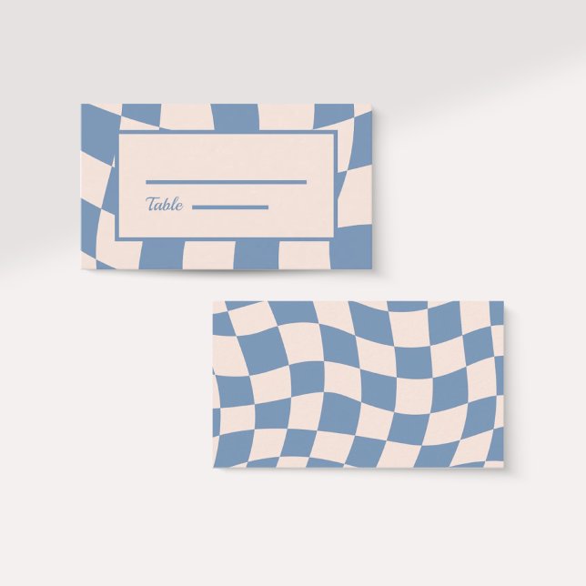 RETRO GROOVY 70er BLUE MUTED TONNEN Platzkarte (Von Creator hochgeladen)