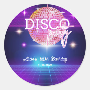 Retro Groovy 70er Disco Ball Geburtstagsparty Runder Aufkleber