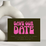 Retro Groovy 70er Hot Pink und Green Wedding Custo Save The Date<br><div class="desc">Retro Groovy 70er Hot Pink und Green Wedding Custom Save the Date</div>