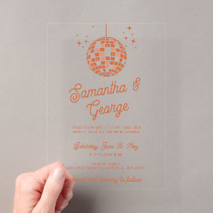 Retro Groovy 70er Ivory Orange Foto Disco Acryleinladungen