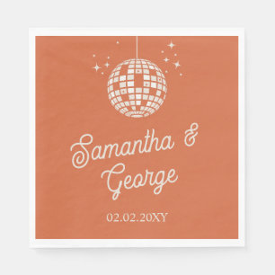 Retro Groovy 70er Ivory Orange Foto Disco Serviette