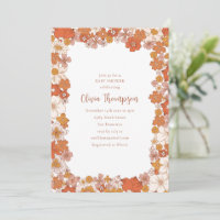 Retro Groovy 70er Jahre Florale Orange Babyparty