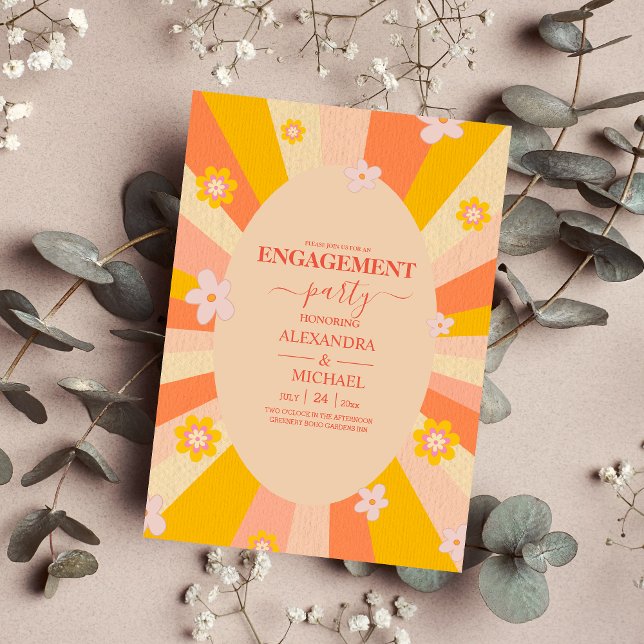 Retro Groovy 70er Jahre Themed Orange Verlobung Einladung (Von Creator hochgeladen)