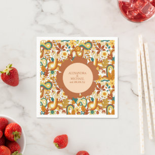 Retro Groovy 70er-Jahre-Themen-Hochzeitsservietten Serviette