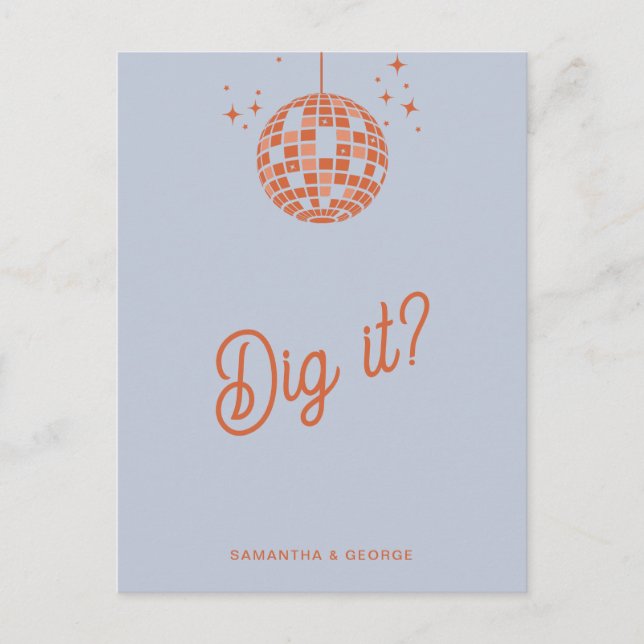 Retro Groovy 70er Niedlich Blue Orange Disco UAWG Postkarte (Vorderseite)