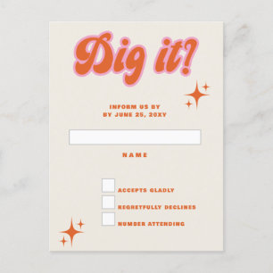 Retro Groovy 70er Niedlich Ivory Orange Pink UAWG Postkarte