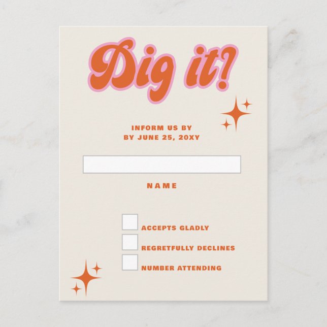Retro Groovy 70er Niedlich Ivory Orange Pink UAWG Postkarte (Vorderseite)