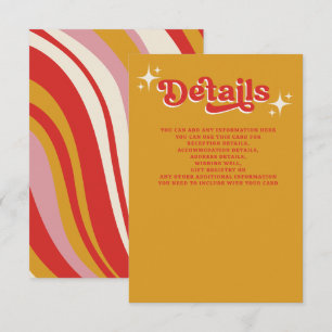 Retro Groovy 70er Niedlich Ivory Orange Red Weddin Begleitkarte