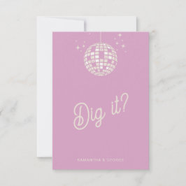 Retro Groovy 70er Niedlich Ivory Pink Disco Hochze RSVP Karte