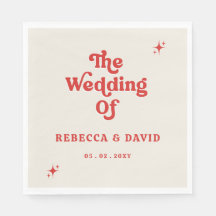 Retro Groovy 70er Niedlich Ivory Red Wedding