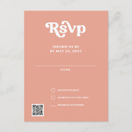 Retro Groovy 70er Niedlich Pink Blush QR UAWG Postkarte