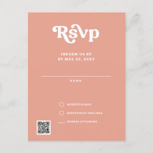 Retro Groovy 70er Niedlich Pink Blush QR UAWG Postkarte