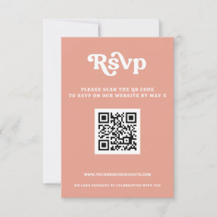 Retro Groovy 70er Niedlich Rosa Rosa Rosa QR-Code RSVP Karte