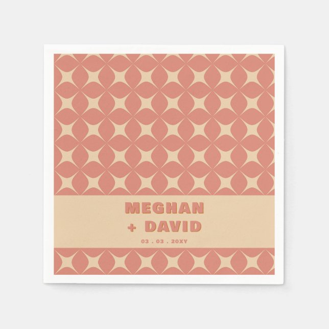 Retro Groovy 70er Pattern Boho Terracotta Wedding Serviette (Vorderseite)