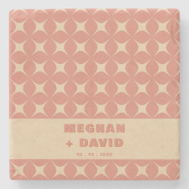 Retro Groovy 70er Pattern Boho Terracotta Wedding Steinuntersetzer