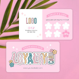 Retro Groovy 70er Pink Aesthetic Nails Salon Logo Treuekarte