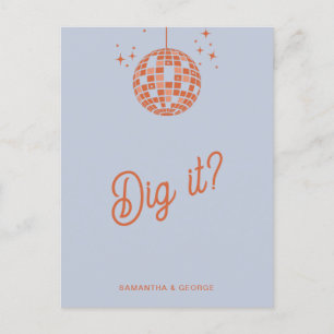 Retro Groovy 70er Süße Blau Orange Disco RSVP Postkarte