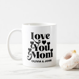 Retro Groovy 70er Themed Liebe You Mama Black Kaffeetasse
