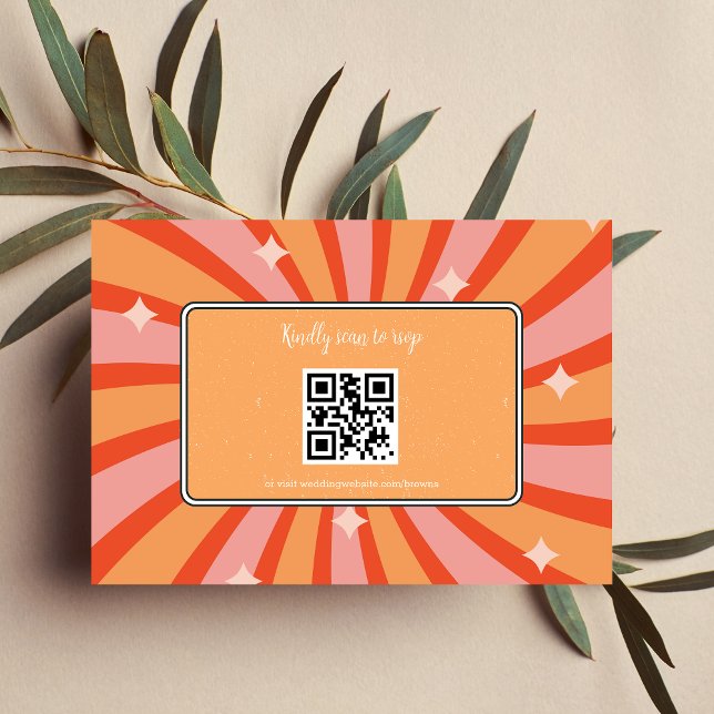 Retro Groovy 70er Themed Mutes Tones Wedding RSVP Karte (Von Creator hochgeladen)