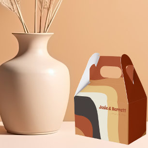 Retro Groovy 70er Wavy Orange Brown Funky Wedding Geschenkschachtel