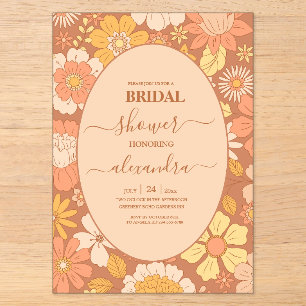 Retro Groovy 70's Themed Bridal Acryleinladungen