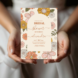 Retro Groovy 70's Themed Bridal Invitation Einladung