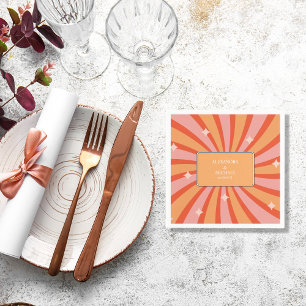 Retro Groovy 70's Themed Mutes Tones Wedding Napki Serviette