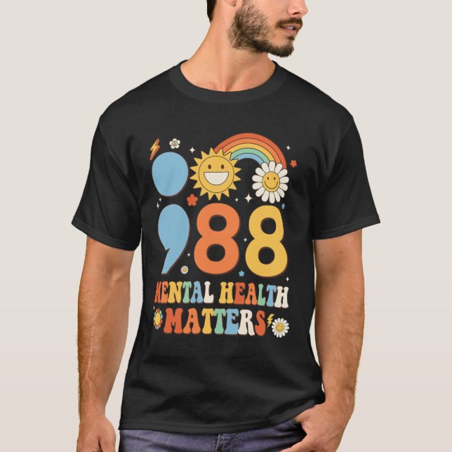 Retro Groovy 988 Mental Health Matters Suizid Pre- T-Shirt (Vorderseite)