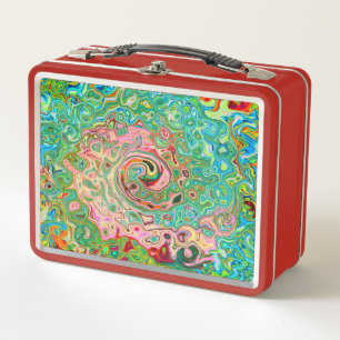 Retro Groovy Abstrakt Bunt Regenbogen Wirbel Metall Brotdose